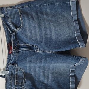 Red Rivet Women’s Washed Blue Denim Cuffed Shorts